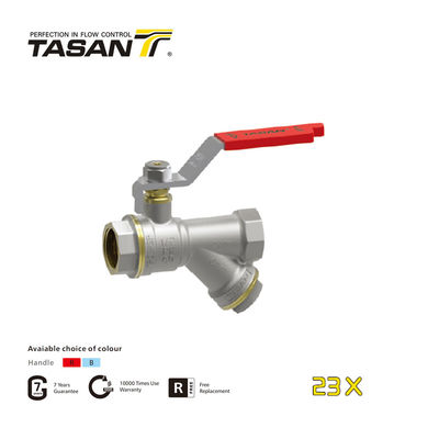 ストレーナー付き 16bar 232Psi 真鍮製三方ボールバルブ 1/2"~1" 23X